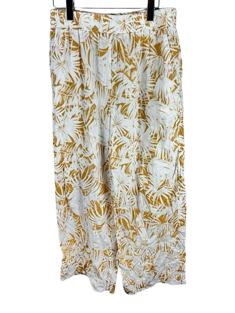 Panama Jack Women's Palm Leaf Tropical Pull On Pants Large Beach Cottagecore
